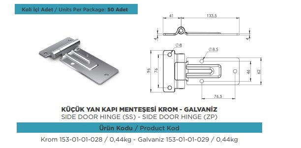 DONDURMA KASA KUCUK YAN KAPI MENTESESI KROM